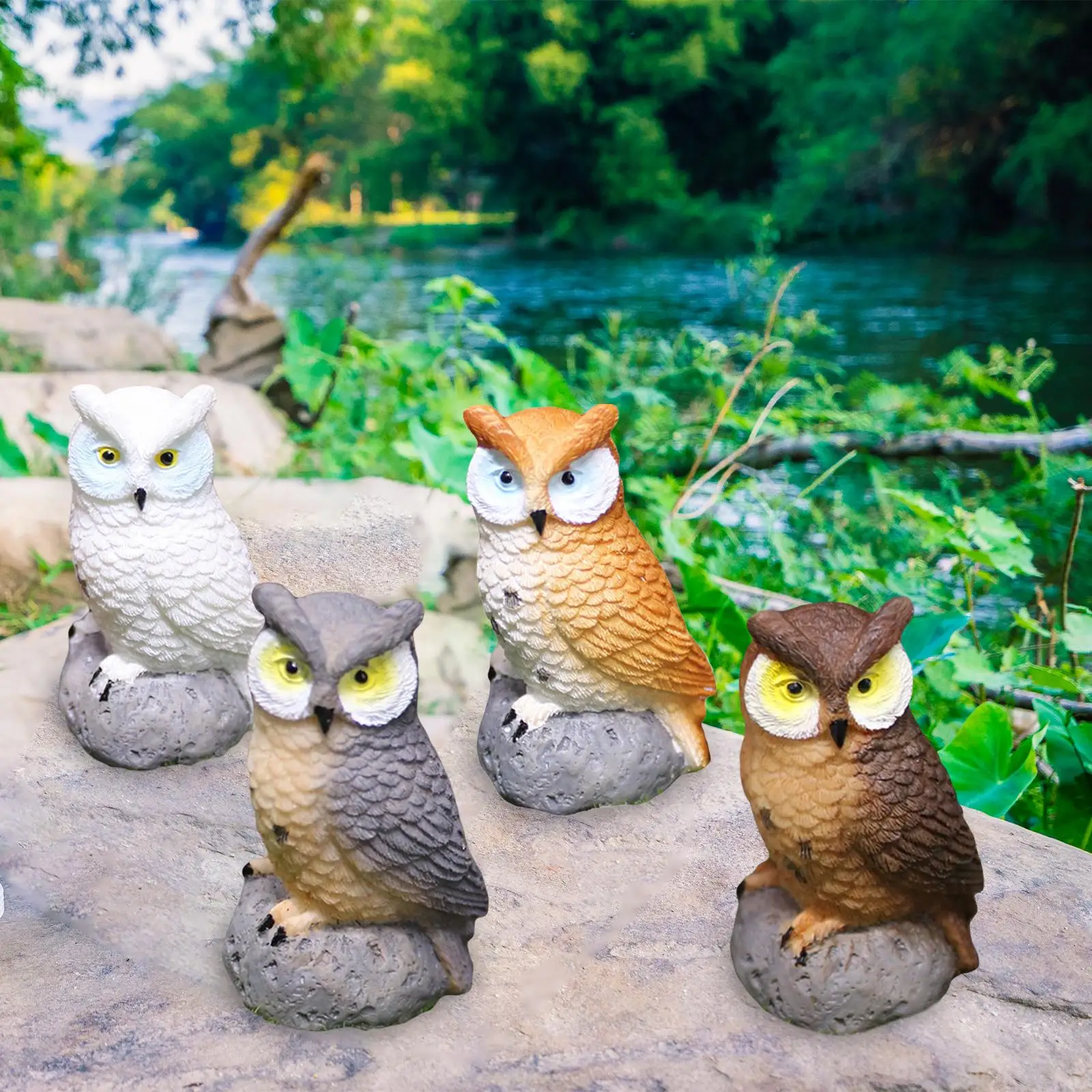 4x Смоляные миниатюрные фигурки птиц и миниатюрных сов для декора бонсай1