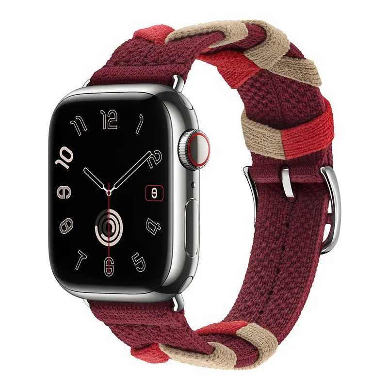 Для Apple Watch Ремешок Применимо Iwatch876543 Поколение Se Apple Watch S9 Ремешок Трикотажный тканый нейлоновый спортивный модный браслет1