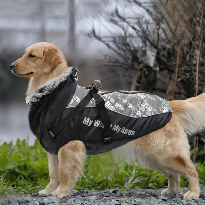 Зимняя куртка для собак Светоотражающие пальто для собак для зимы Плюшевая одежда для собак Стильные товары для домашних животных Ветрозащитное пальто для собак для больших собак1