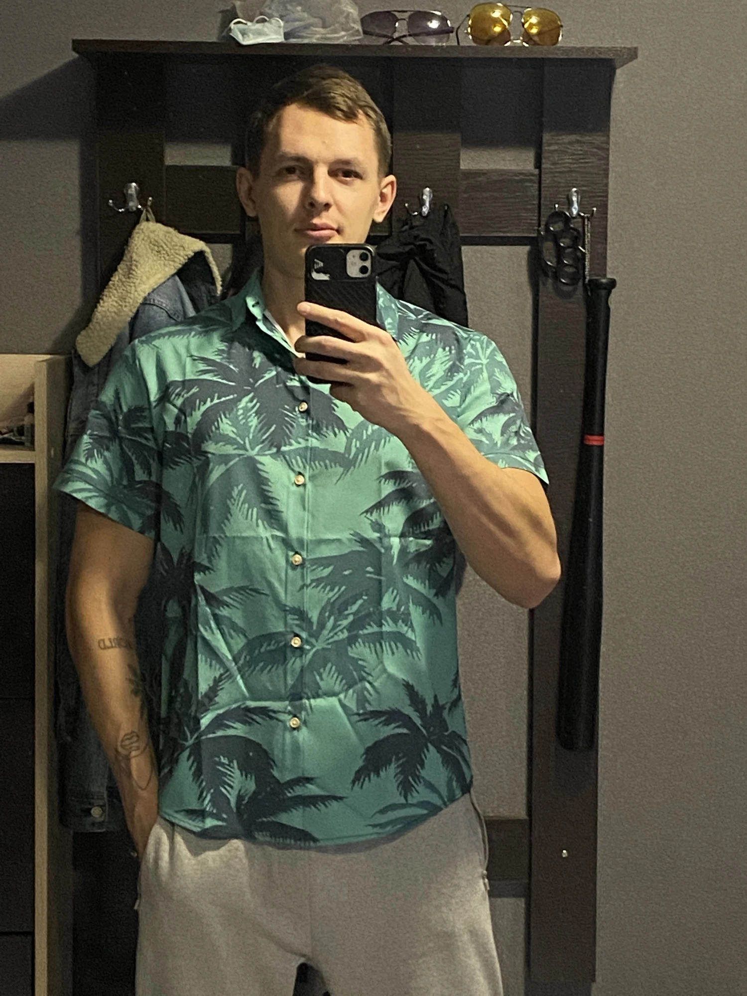 Мужская гавайская рубашка с коротким рукавом Кубинская летняя рубашка оверсайз с 3D-принтом в том же стиле1