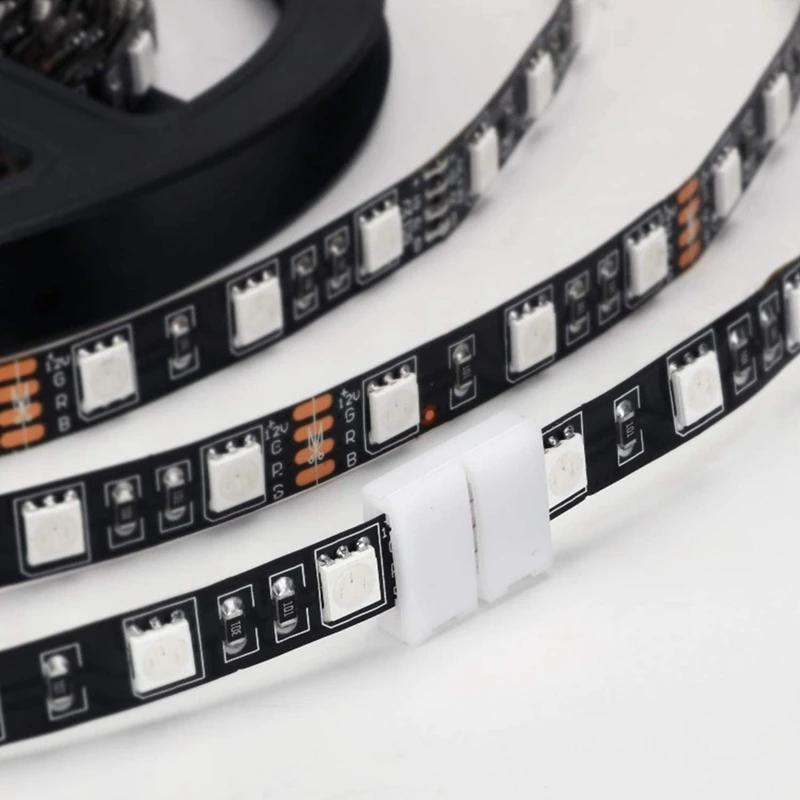 50Packs 4-контактные разъемы для светодиодных лент RGB 10 мм Бесшовный адаптер без пайки Удлинитель клемм2
