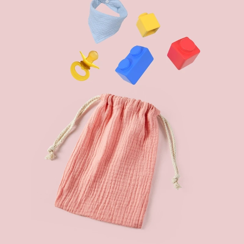 Двухслойная хлопковая детская сумка для хранения с застежкой на шнурке, слюнявчики Слюнявчики Ткань для отрыжки Сумка для игрушек-органайзер2