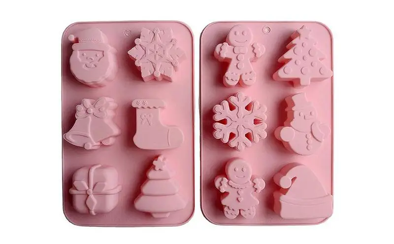 Рождественские силиконовые формы Антипригарная форма для шоколадных конфет Форма для торта Кекс Снежинка Санта Торт Печенье Выпечка Силиконовая форма2