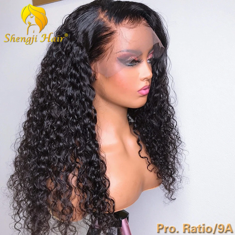 13x6 Кудрявый кружевной передний парик предварительно выщипанный с детскими волосами 200% бразильский Remy Lace Передние парики из человеческих волос для черных женщин Shengji Hair4