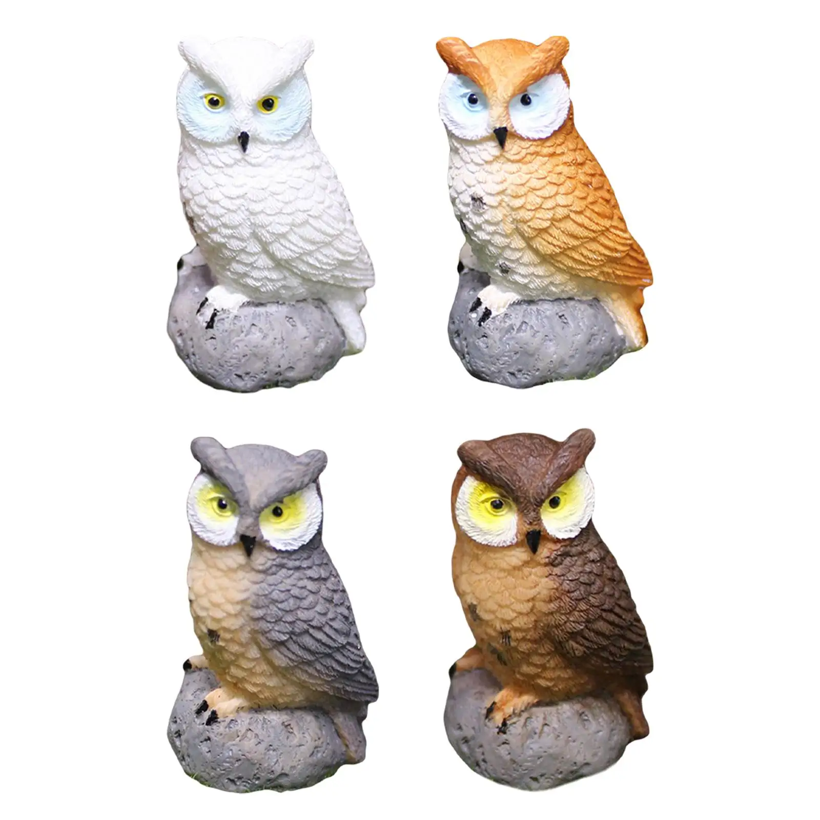 4x Смоляные миниатюрные фигурки птиц и миниатюрных сов для декора бонсай4