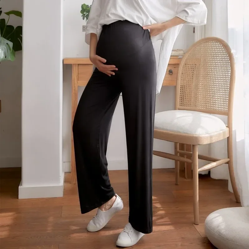 Женские широкие брюки для весенней и осенней верхней одежды с прямым и обвисшим ощущением Новая одежда для беременных4