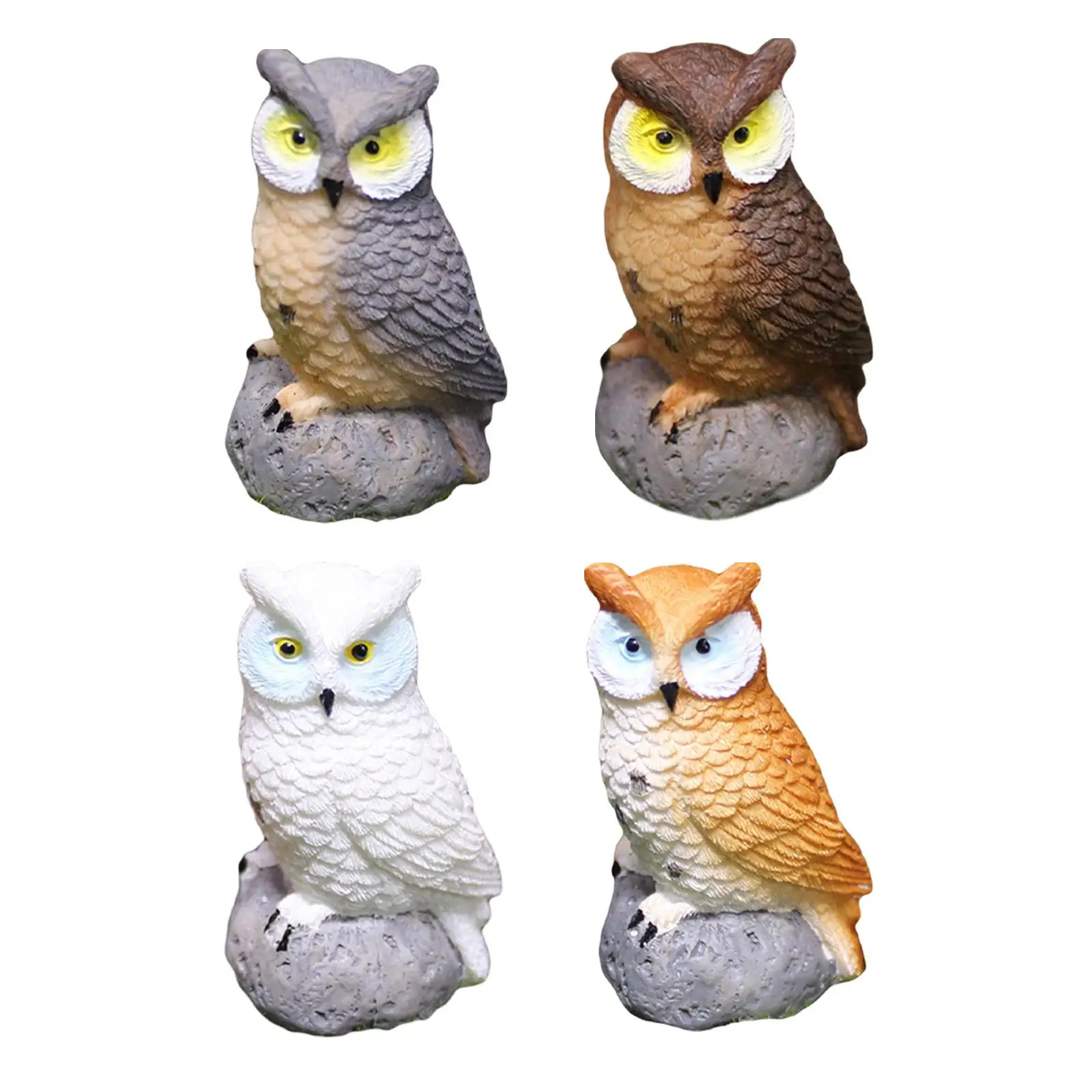 4x Смоляные миниатюрные фигурки птиц и миниатюрных сов для декора бонсай5