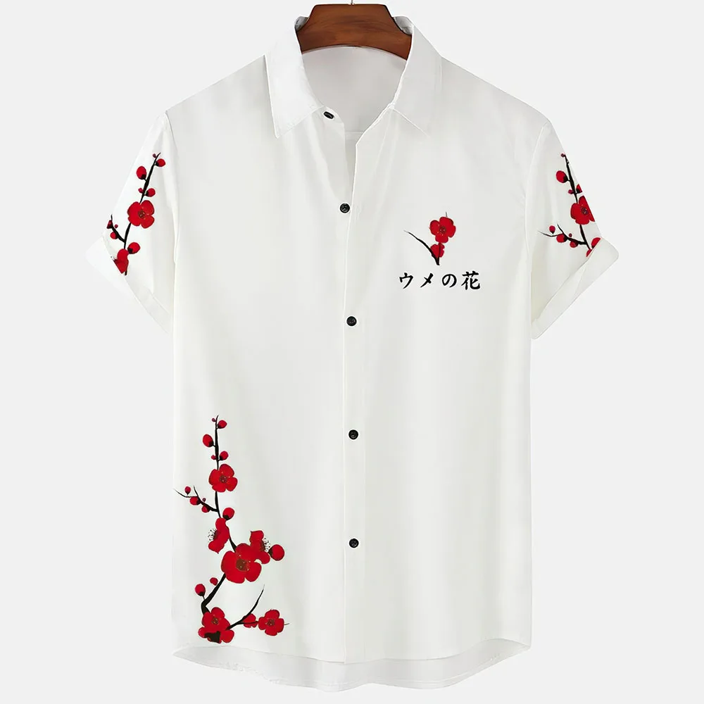 Мужская гавайская рубашка с коротким рукавом Кубинская летняя рубашка оверсайз с 3D-принтом в том же стиле5