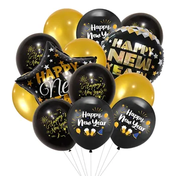 JOLLYBOOM-Happy New Year Набор воздушных шаров из фольги, латексные шары, декор для новогодней ночи, 2022, 17шт