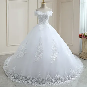 Кружевное свадебное платье на одно плечо для похудения невесты 2024 новый шлейф простые платья из бисера Свадебное бальное платье для женщин Vestidos De