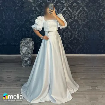 Amelia Квадратный воротник Саудовское выпускное платье с короткими рукавами Вечернее платье с длинными женскими свадебными платьями в пол 2023 Аравия