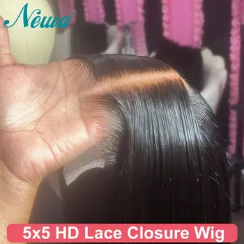 Newa Hair 36 дюймов Бесклеевой HD Кружевной Парик Готовый К Ношению Парики 5X5 HD Кружевная Застежка Парик Расплавленные Skins Предварительно Выщипанный HD Закрытый Парик Для Женщин