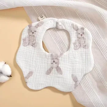  Новый детский марлевый нагрудник с рисунком Новорожденный Антирвотное молоко Легко чистить Антислюнявый может вращать лепестковый нагрудник