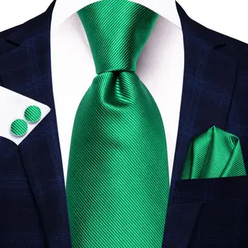 Hi-Tie Дизайнер Шелковый Свадебный Твердый Зеленый Галстук Для Мужчин Подарок Мужской Галстук Набор Handky Cufflink Мода Бизнес Вечеринка Дропшиппинг