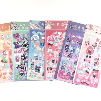 Сладкий азиатский стиль стикеры персонажей в корейской милой мультяшной девушке справочник goo card наклейки