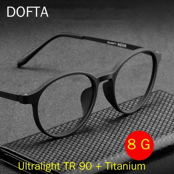DOFTA Ultralight TR 90 + Титановая оправа для очков Женщины Винтаж Круглая Близорукость Оптическая Рецептурная Оправа Для Очков Мужчины Очки 5375