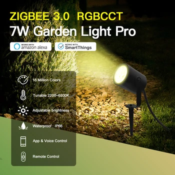 GLEDOPTO Zigbee 3.0 Умная новая садовая лампа с шипами 7 Вт RGBCT Светодиодный настенный светильник Knuckle Mount для вечеринки во дворе лужайки IP66 Водонепроницаемый