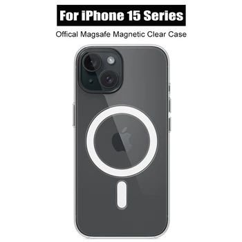 Магнитный прозрачный чехол Magsafe Apple для iPhone 14 15 Pro Max Plus Поддержка беспроводной зарядки Прозрачная крышка для 14Pro 15Pro Max
