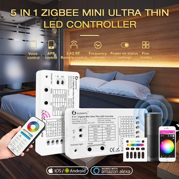Gledopto Zigbee 3.0 DC5-24V Mini 5 в 1 RGBCCT / RGBW / RGB / CCT / DIMMER Контроллер светодиодной ленты для подсветки телевизора Кухонное освещение