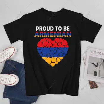Унисекс Мужчины Армения Флаг Сердце Гордость быть Армянская Футболка Футболки Футболки Женщины Мальчики 100% хлопок Футболка