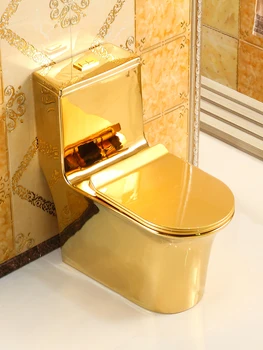 золотой туалет в европейском стиле, творческая индивидуальность, арт-бар, туалет, сифон, цветной дезодорант, туалет