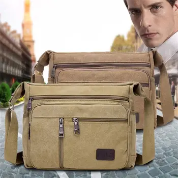 Винтажная мужская сумка-мессенджер Дорожный рюкзак Моющаяся сумка через плечо на открытом воздухе Холщовая сумка через плечо для студентов