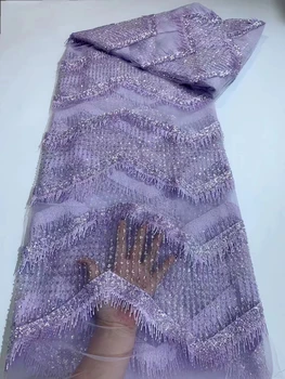  2023 Высококачественная французская вышивка Beadea Кружевная ткань Африканский Нигериец с тканью с пайетками для свадебного платья Jy