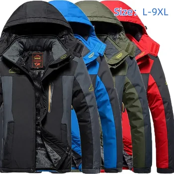  Новая зимняя куртка для спринта на открытом воздухе Мужская плюшевая и толстая изоляция Ветрозащитное и непромокаемое пальто для альпинизма