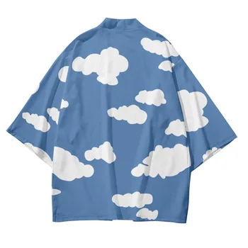 Большой размер XXS-6XL Облачный принт Свободный японский уличный кардиган Женщины Мужчины Харадзюку Хаори Косплей Кимоно Топ Одежда Юката