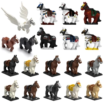 Генерал Троецарствия Боевой конь Скакун Части животных Строительные блоки MOC Городские наборы Кубики Игрушки Совместимые с LEGO