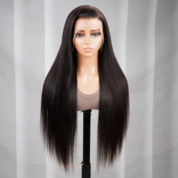 30 40-дюймовые кружевные передние парики из натуральных волос прямые 13x4 прозрачные кружевные фронтальные парики из натуральных волос предварительно выщипанные HD кружевные парики для женщин