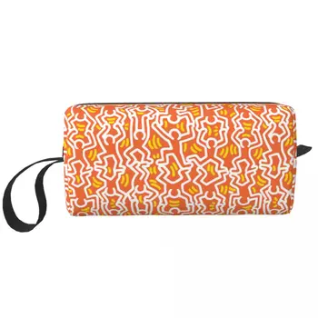 Апельсиновый ломтик Абстрактная сумка для туалетных принадлежностей Haring Dance для женщин Макияж Косметический органайзер Леди Красота Сумки для хранения Dopp Kit Чехол Коробка