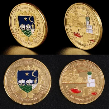 Памятная монета Всемирного культурного наследия Французская золотая монета Le Treport Тотем Социальная география и архитектура Памятная монета