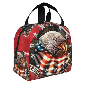 Eagle United States Lunch Bento Bags Портативная сумка для обеда из утолщенной термоткани из алюминиевой фольги для мальчиков и девочек