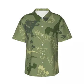 Динозавры 3d печать гавайская рубашка мужская одежда свободная дышащая мужская рубашка лето мужская рубашка мужская одежда с коротким рукавом