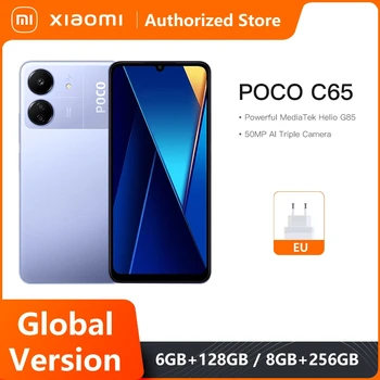 Глобальная версия POCO C65 128 ГБ / 256 ГБ NFC 50 МП Основная камера 5000 мАч Батарея MTK Helio G85 6,74 дюйма дисплей 90 Гц