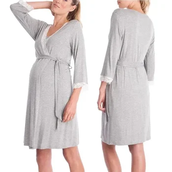 Одежда для кормления грудью Пижама Кружево Пэчворк Многофункциональное платье для кормления матери Пижама для беременных Мода