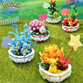 Keeppley Kawaii Pokémon Series Строительные блоки Пикачу Бульбазавр Собранные растения Цветы в горшках Игрушки Детские подарки на день рождения