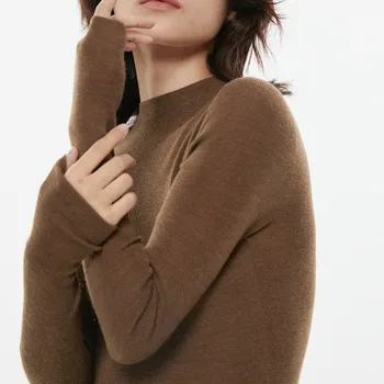 Зимняя одежда Шерстяные пуловеры с длинными рукавами до половины шеи Женщина