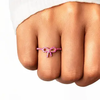 Металлические кольца для лука Мода Розовый Ремесло Циркон Кольца Пара Кольцо Женщина