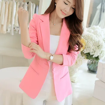 Короткий костюм Женская куртка Женская 2023 Весна Лето Осень Одна Пуговица Новый Корейский Стиль Облегающий Розовый Блейзер Женщины