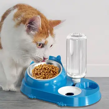  Миски для кошек в помещении Автоматическая тарелка с разбрызгиванием воды Тарелка с углом 16 градусов Противоскользящая миска для еды Съемная принадлежность для домашних животных