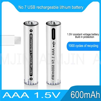 USB AAA 1,5 В 600 мВтч Быстрая перезаряжаемая литий-ионная батарея для электрических игрушек Усовершенствованная батарея 2 шт. Плюс кабель для передачи данных Бесплатная доставка