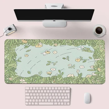 Kawaii Green Plant Коврик для мыши Gaming Большой коврик для мыши Клавиатура Коврики для мыши Ковер Резиновый противоскользящий офисный компьютерный стол Настольный коврик