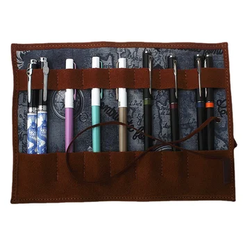 Роскошная высококачественная сумка для ручек из натуральной кожи / сумка для карандашей в рулоне, подарочная коробка, защитная ручка, шариковая ручка, офисные аксессуары, набор ручек